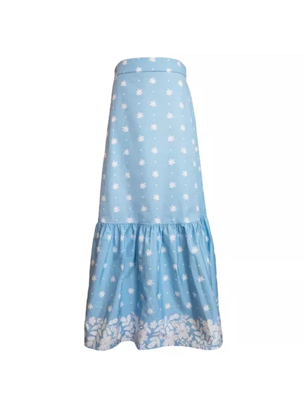 The Avenue Floral Blue Tiered Midi Skirt Size M